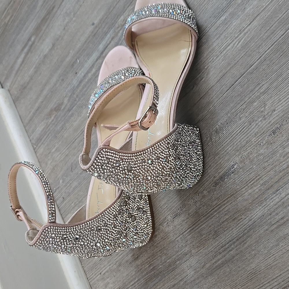 Betsy Johnson Elegant Rhinestone Block Heel Sandals - Picture 8 of 8